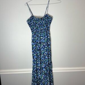 Free People Little of Youth Love Smocked Wide Leg Jumpsuit Blue Floral Small